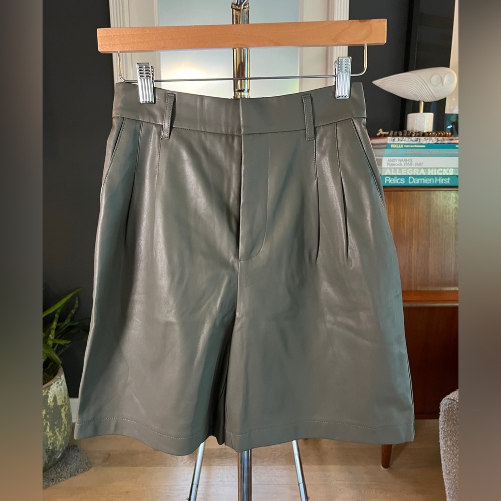 BB Dakota khaki Vegan Leather Shorts